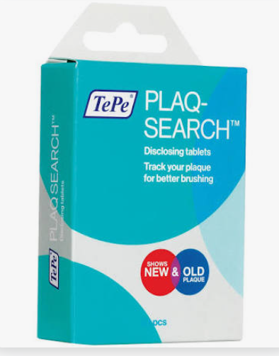 TePe PlaqSearch two-tone plaque-disclosing tablet pack